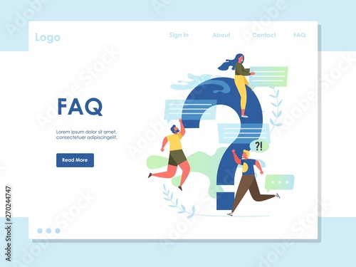 FAQ vector website landing page design template