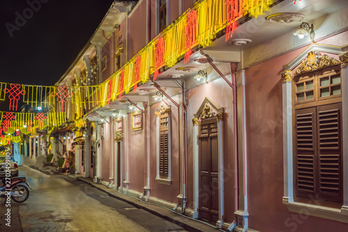 Street in the Portugese style Romani in Phuket Town. Also called Chinatown or the old town