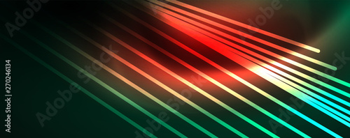 Vector neon light lines concept, abstract background