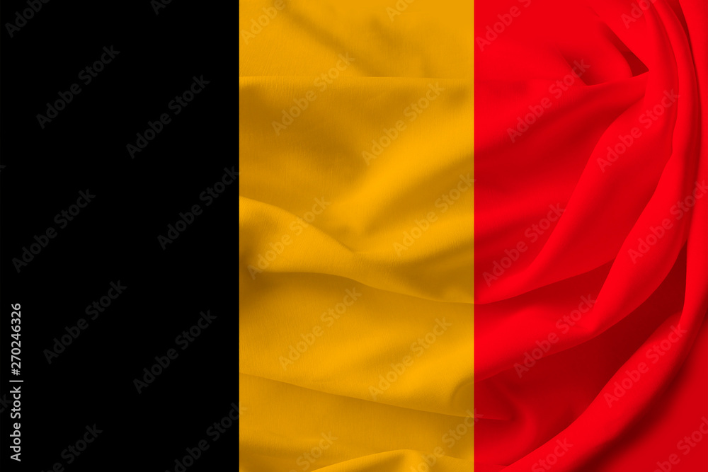 beautiful colored belgium flag on pleated silk fabric