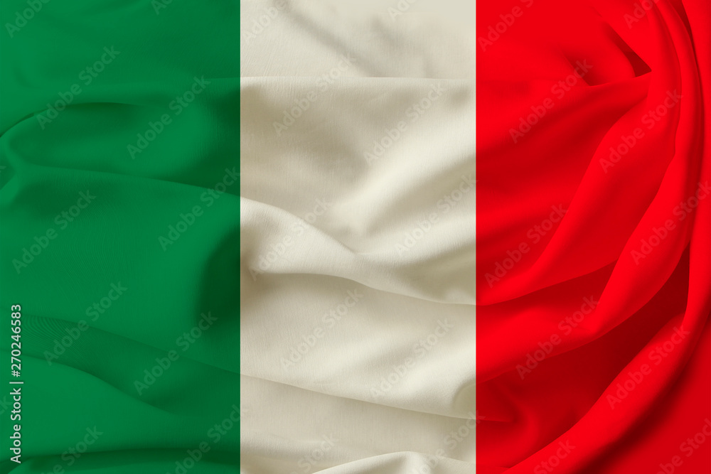 beautiful flag of Italy on pleated fabric