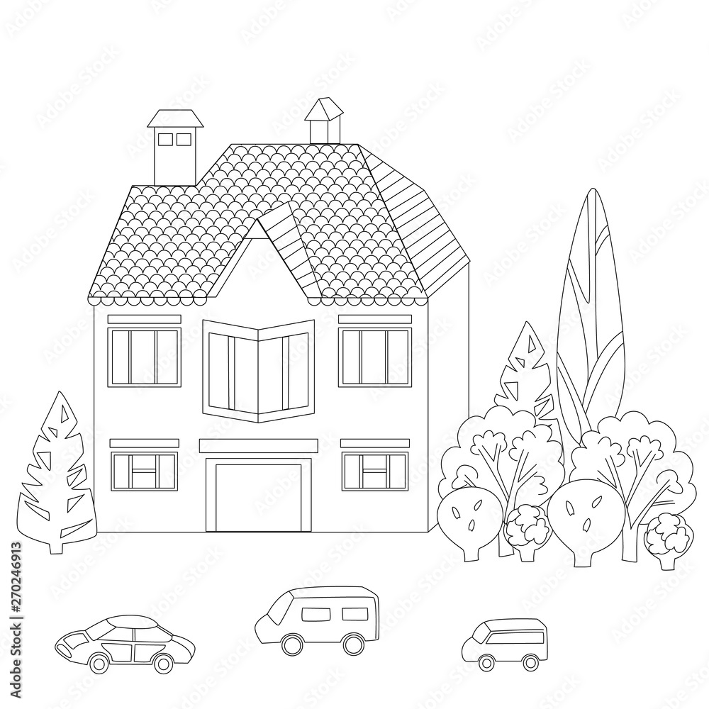 cute house for your coloring book