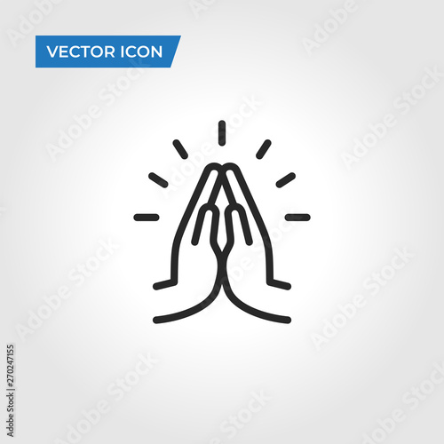 Pray icon isolated on white background. Pray icon in trendy design style. Pray vector icon modern and simple flat symbol for web site, mobile app, UI. Pray icon vector illustration, EPS10. photo