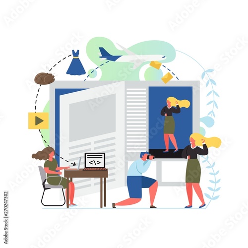 Online magazine, vector flat style design illustration