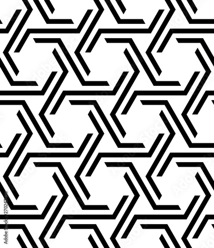 Vector seamless texture. Modern monochrome geometric background. Lattice with hexagonal cells.