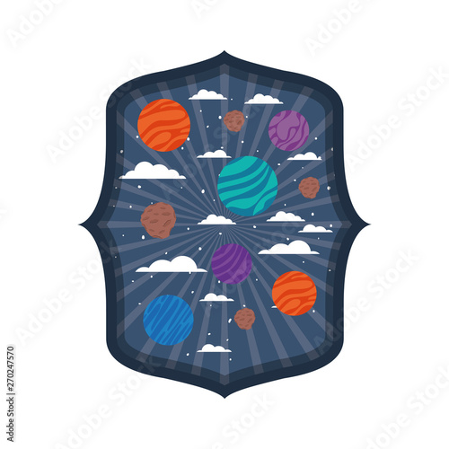 frame with planets of the solar system