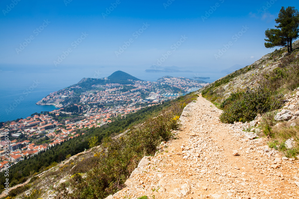 View of Dubrovnik city from the top of Mount Srd