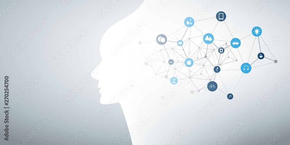 Modern Style Futuristic Machine Learning, Artificial Intelligence, Cloud Computing and IoT Networks Design Concept with Connected Icons, Network Mesh Modern Style Futuristic Machine Learning, Artificial Intelligence, Cloud Computing and IoT Networks Design Concept with Connected Icons, Network Mesh