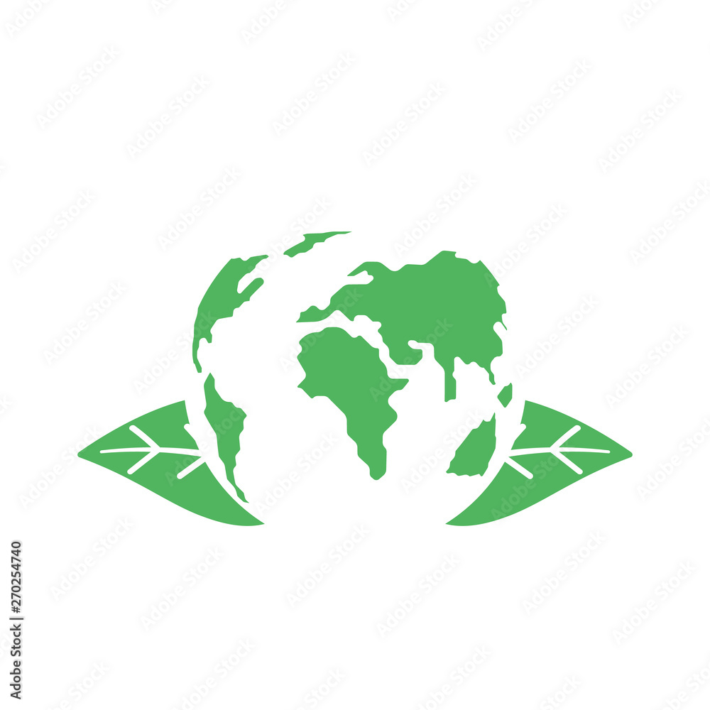 Green land with leaves in flat style with texture. The concept of the environment Green land with leaves in flat style with texture. The concept of the environment