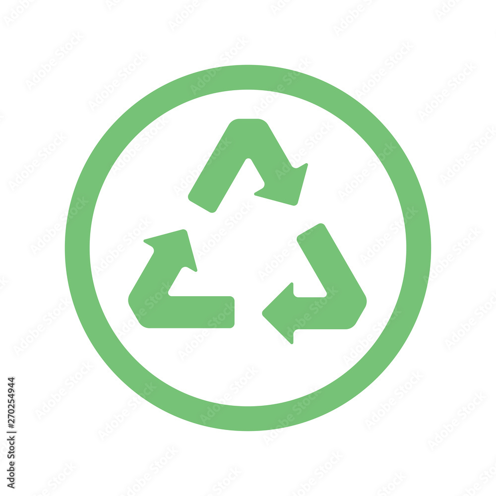 Green recycling sign on a white background. Ecology, environment. Green recycling sign on a white background. Ecology, environment.