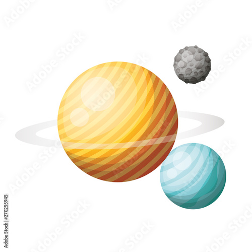 planets of the solar system isolated icon