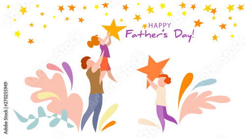Happy fathers day card. Paper cut style