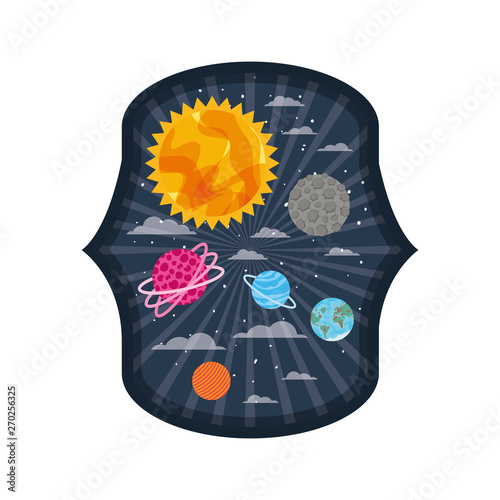 frame with planets of the solar system