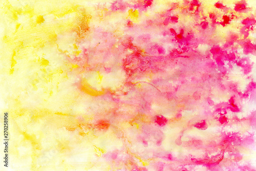 watercolor background yellow with pink bright colorful © Алёна
