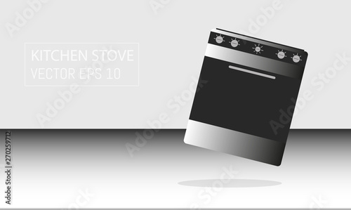 Cartoon picture with two different electric kitchen stove, oven. Flat and isometric style vector illustration with background.