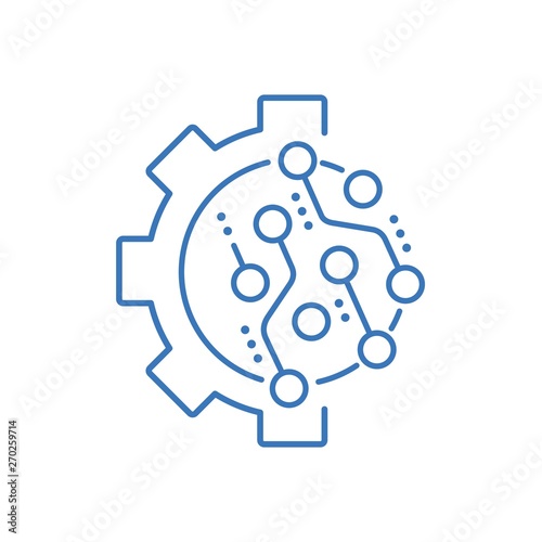  Implementation process electronic technology. Improvement, automation.Vector linear icon.