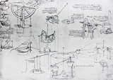 The mechanisms. Atlantic code 7 verso a. By Leonardo Da Vinci in the vintage book Leonardo da Vinci by A.L. Volynskiy, St. Petersburg, 1899