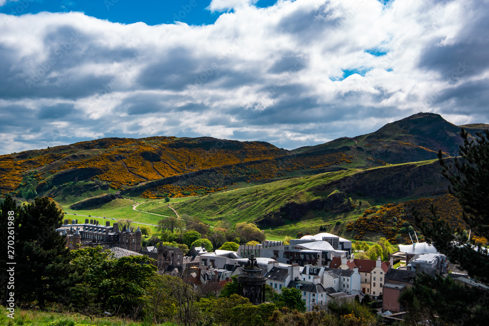 Panoramic view of Holyrood Park. Edinburgh, Scotland, UK.