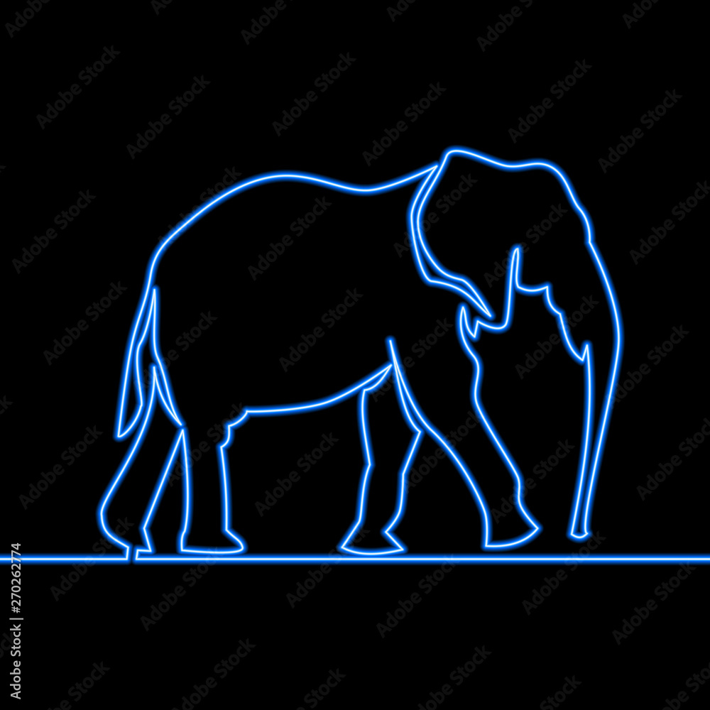 Obraz premium Continuous line drawing elephan neon concept
