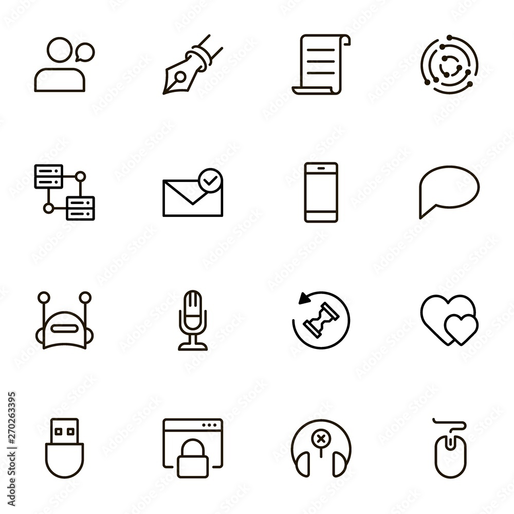 Online chating line icon set. Collection of high quality black outline logo for web site design and mobile apps. Chat vector illustration on a white background Online chating line icon set. Collection of high quality black outline logo for web site design and mobile apps. Chat vector illustration on a white background