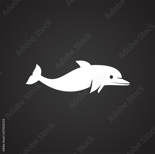 Dolphin icon on background for graphic and web design. Simple illustration. Internet concept symbol for website button or mobile app.