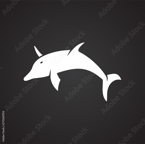 Dolphin icon on background for graphic and web design. Simple illustration. Internet concept symbol for website button or mobile app.