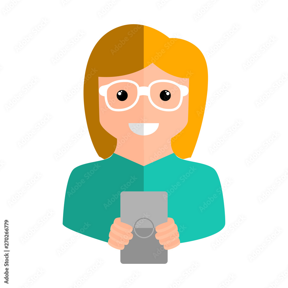 Isolated woman with a smartphone - Vector illustration