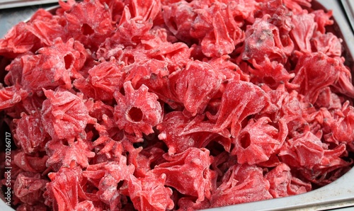 Red hibiscus flower dehydrated