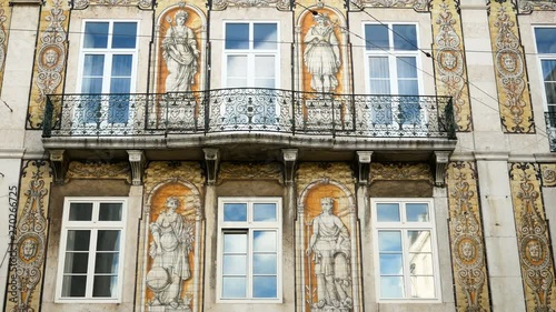 Europe, Portugal, Lisbon, Facade decoration in Chiado District