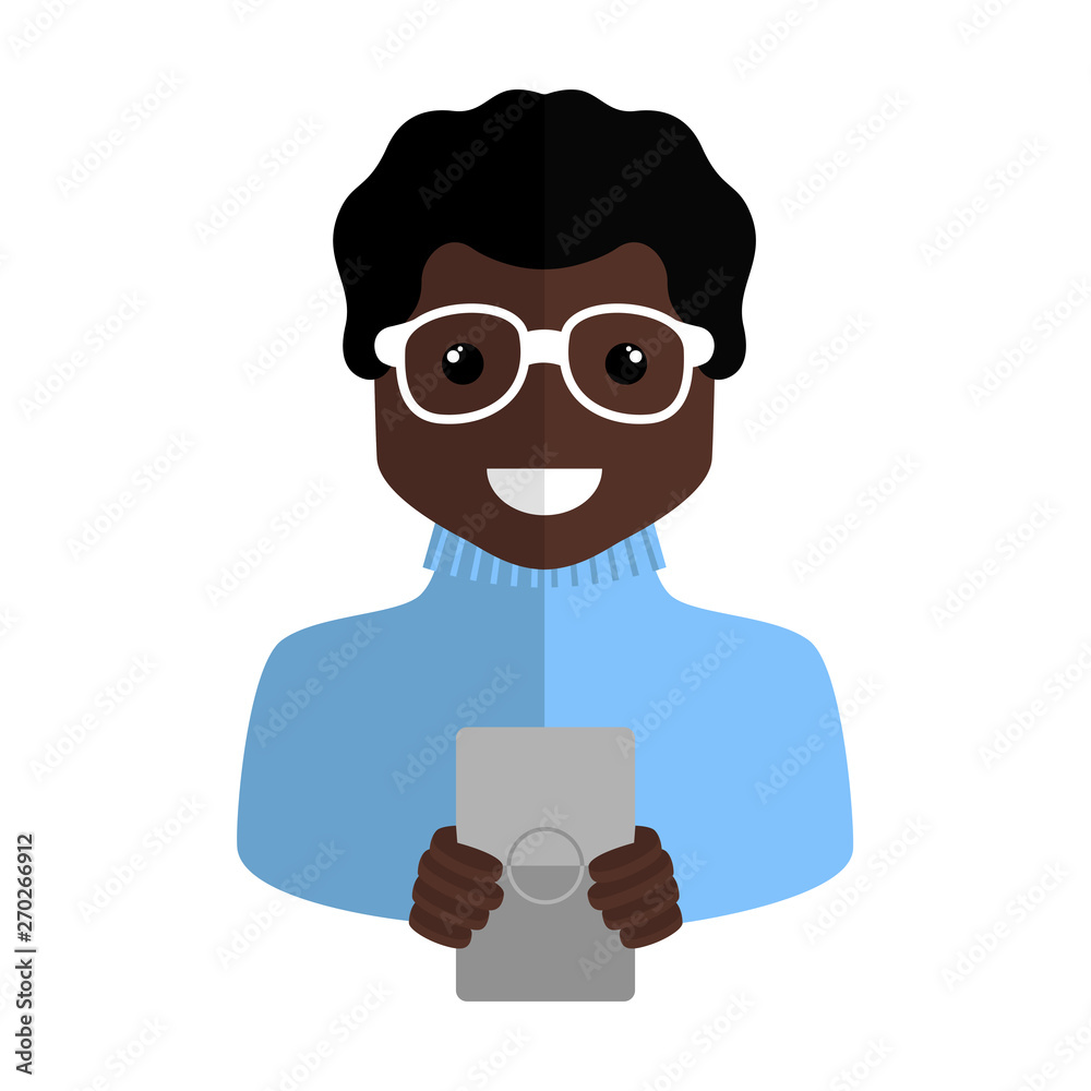 Isolated boy with a smartphone - Vector illustration Isolated boy with a smartphone - Vector illustration