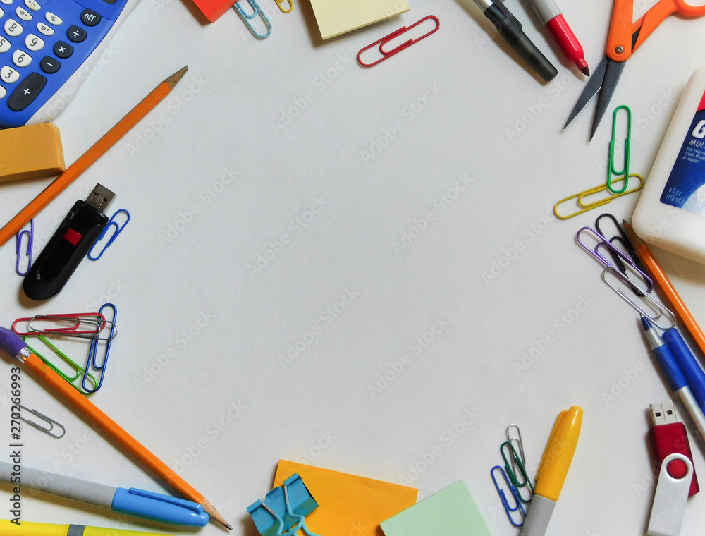 Frame of school supplies Frame of school supplies