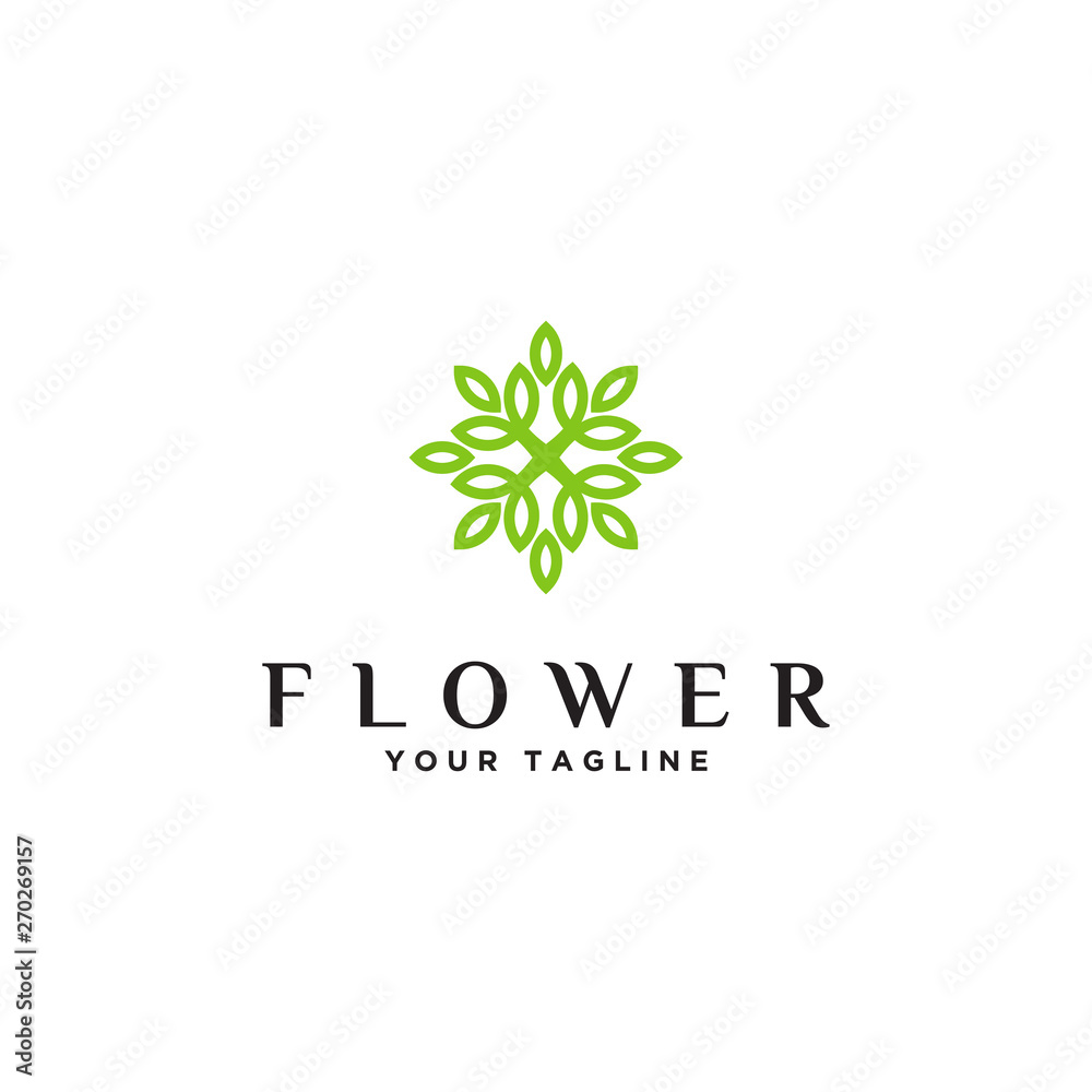 Beautiful flower design with gold color. Fancy Jewelry Fashion Logo concept icon. - Vector 