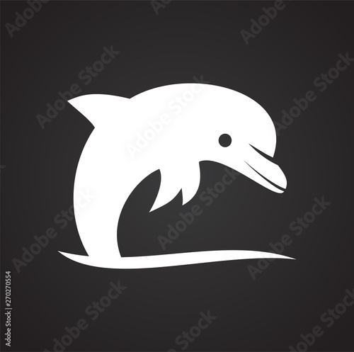 Dolphin icon on background for graphic and web design. Simple illustration. Internet concept symbol for website button or mobile app.