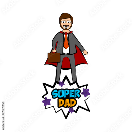 Isolated super dad with a hero costume - Vector