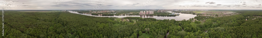 Panorama of the Neva River and Ethnopark Bogoslovka wallpaper