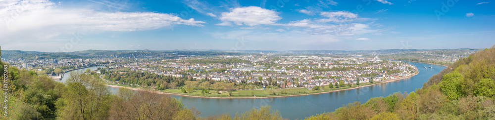 Koblenz Panorama from Festung Ehrenbreitstein (fortress of honor / Festung Ehrenbreitstein Rhineland Palatinate Germany 