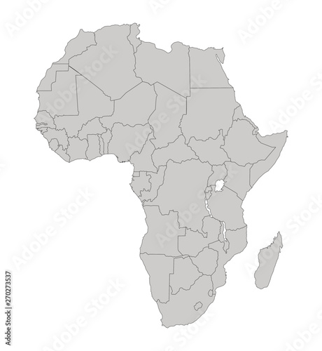 Africa. Contour map. Countries and islands. Vector illustration