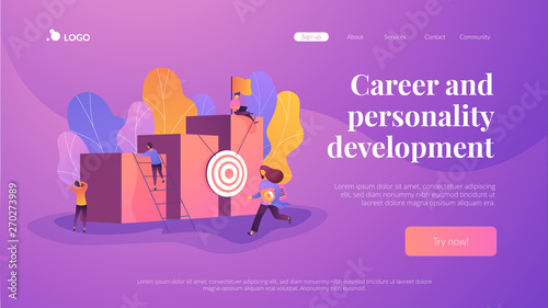 Career and personality development, career builder, career planning progress concept on white background. Website interface UI template. Landing web page with infographic concept creative hero header