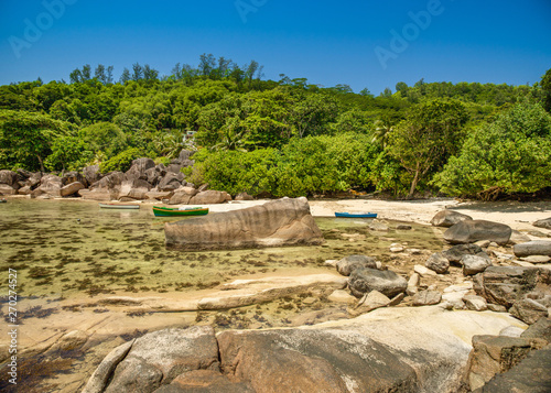 Beautiful tropical landscape of a rocky beach, Seychelles