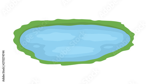 Cartoon vector pond illustration with water. Vector illustration
