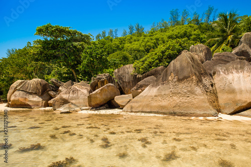 The giant granite boulders on the beach
