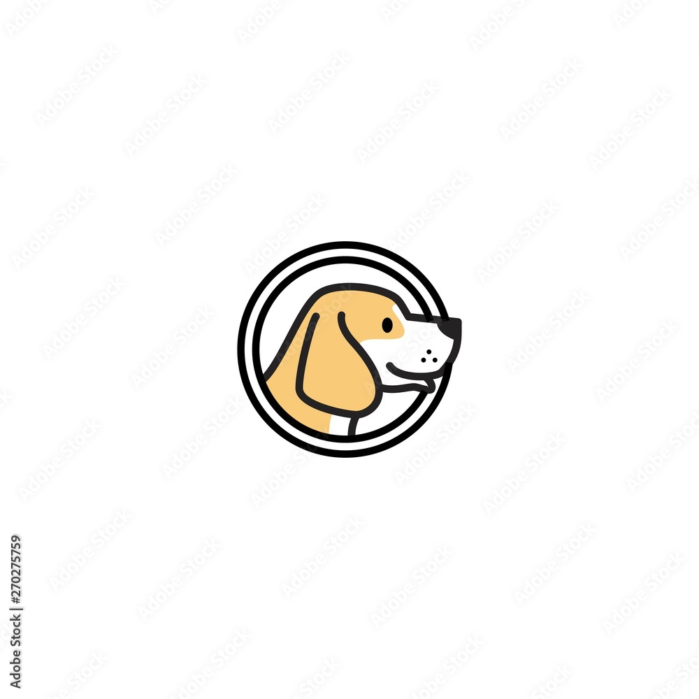 Fototapeta premium dog head inside a circle logo vector icon illustration badges