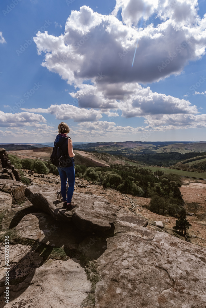 Woman Watching the View at Derbyshire rocks