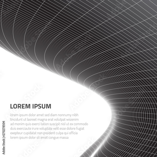 Abstract volumetric figures. Forms from wire cages and lines.