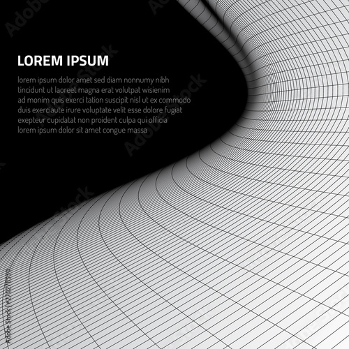 Abstract volumetric figures. Forms from wire cages and lines.