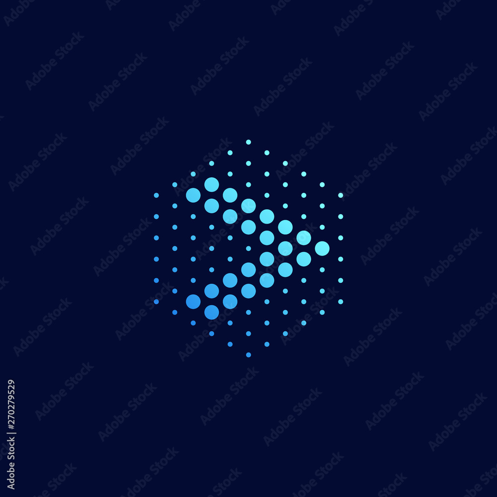 Modern Abstract Dots Halftone Icon Logo for technology business health company with modern high end look