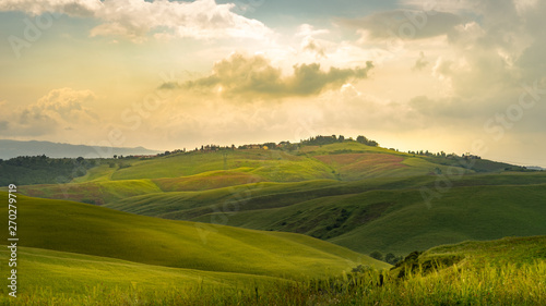 Tuscany landscape rolling hills on a sunny day