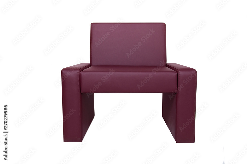 Unusual modern red leather chair isolated on white background. Strict style furniture Unusual modern red leather chair isolated on white background. Strict style furniture