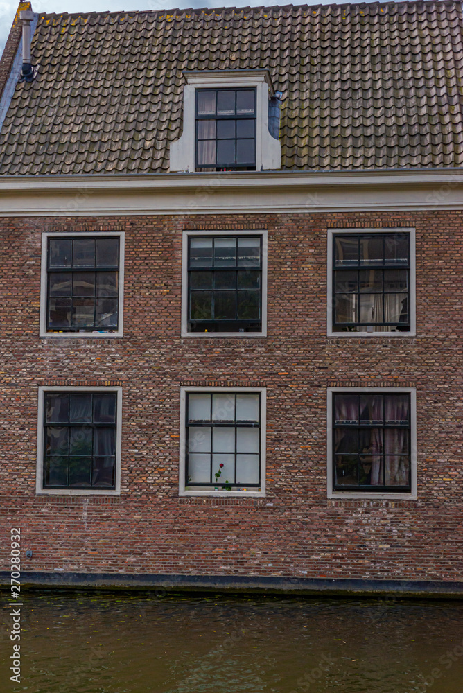 Leiden, Netherlands:Reflection of the tradional Dutch houses in canal water
