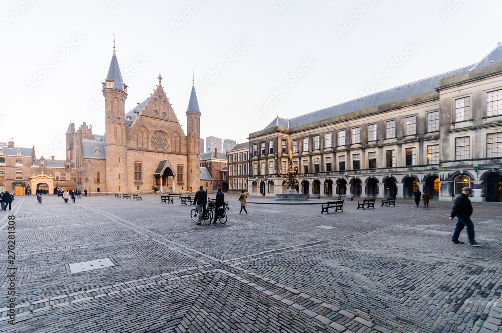 Naklejka premium View towards the Ridderzaal, Binnenhof, Den Haag, The Hague.